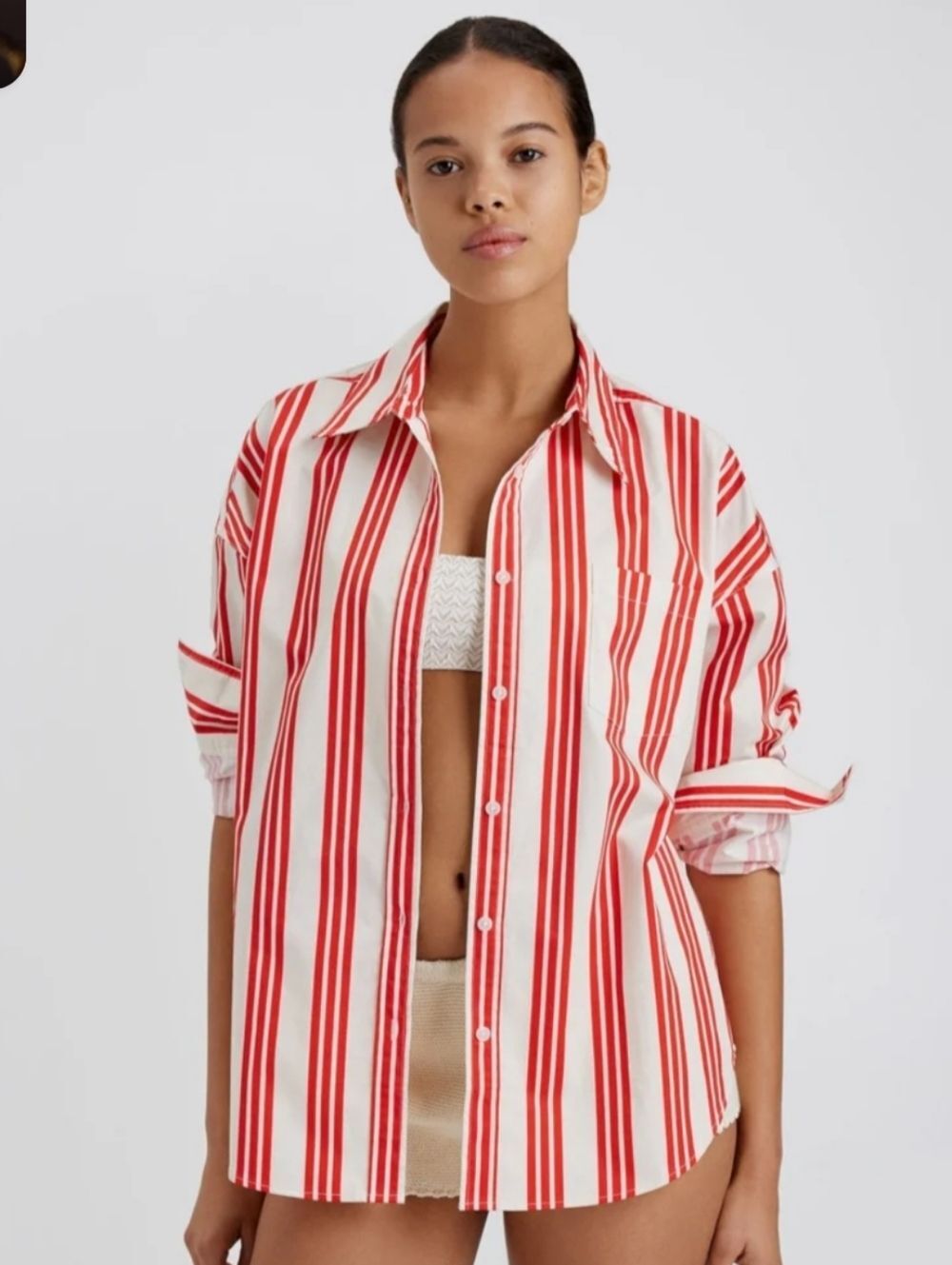 Solid & Striped The Dylan Button-Up Shirt In Lipstick Red
